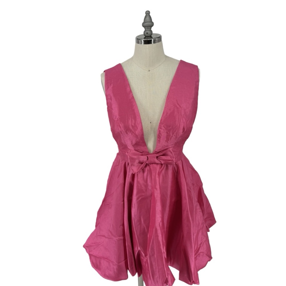 Mable Hot Pink Deep V-Neck Sleeveless Backless Cocktail Mini Dress S $150 - Picture 6 of 6